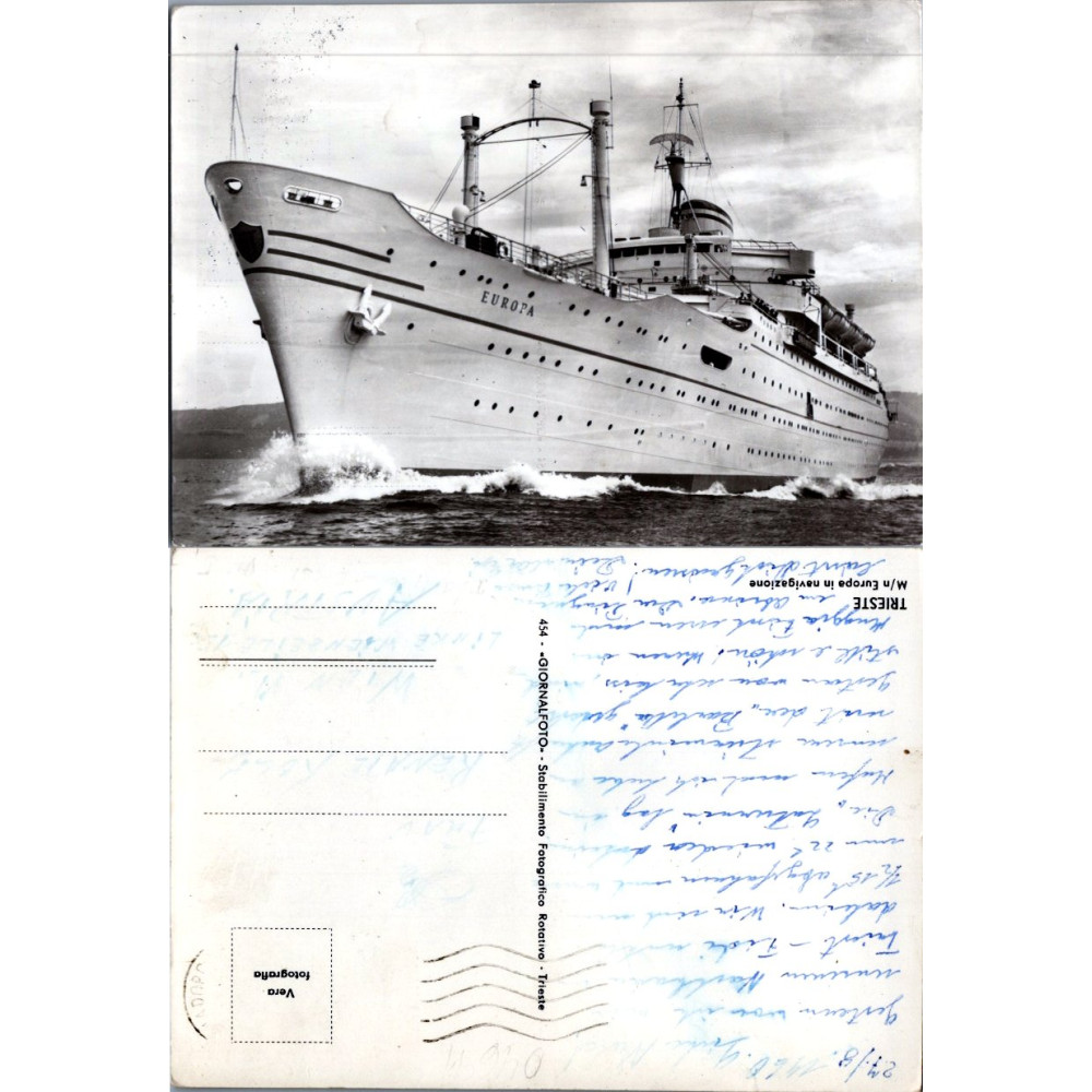 Tarjeta postal , (*), Italia, MS «Europa»