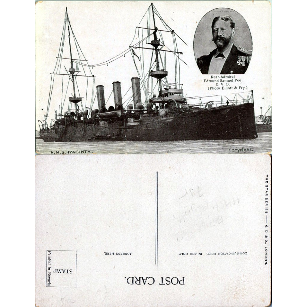Postkarte (*), Großbritannien, HMS „Hyacinth“