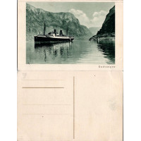 Cartão-postal , (*), Noruega – Gudvangen, navio a vapor no fiorde