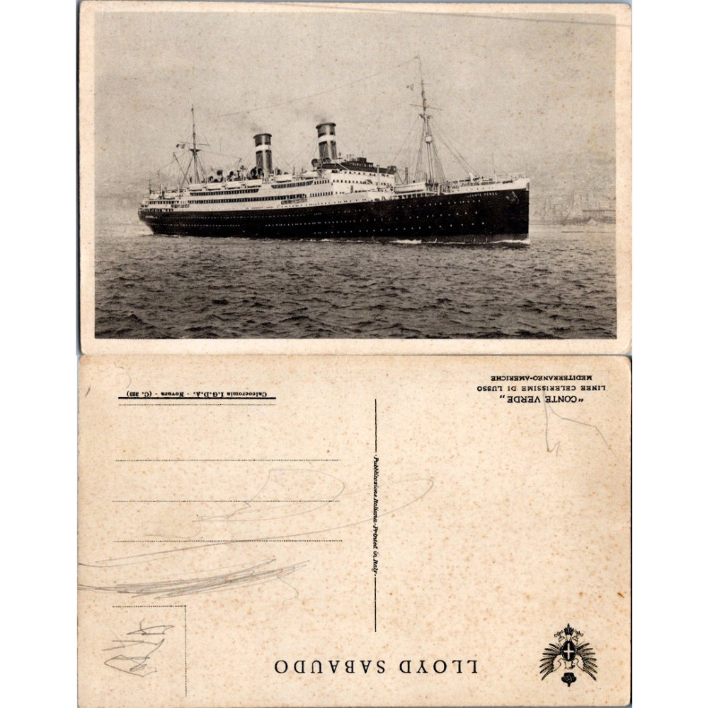 Cartão-postal , (*), Itália, MS “Conte Verde”