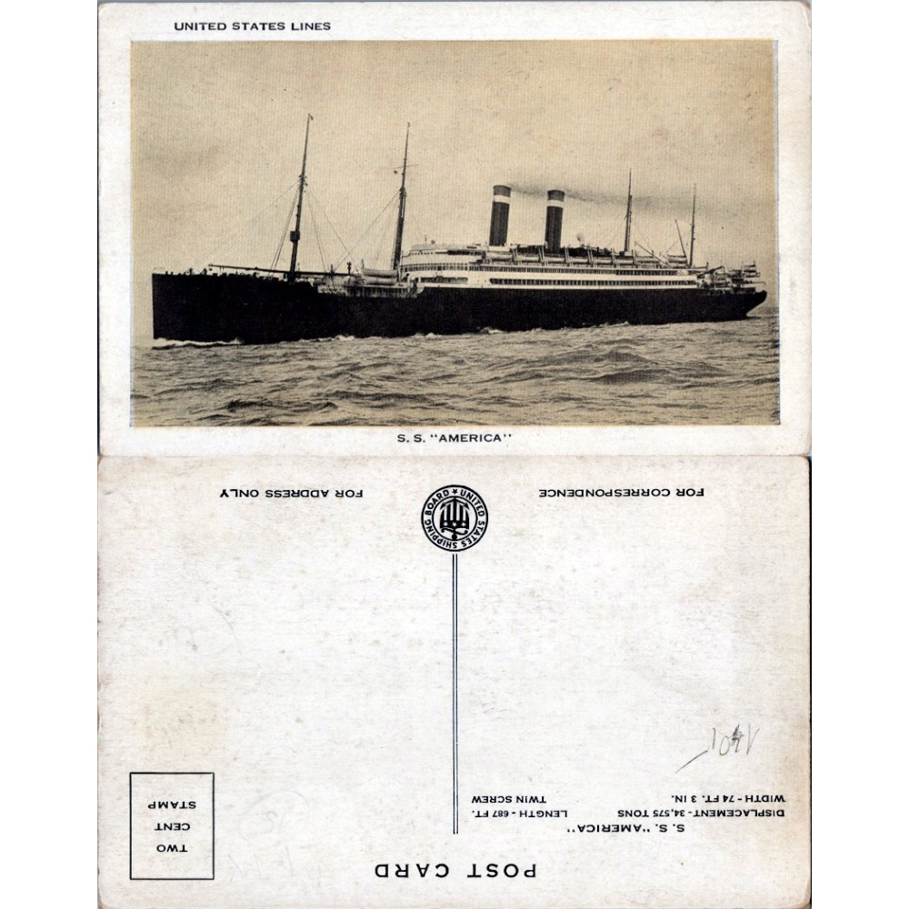 Postcard , (*), United States of America, SS “America”