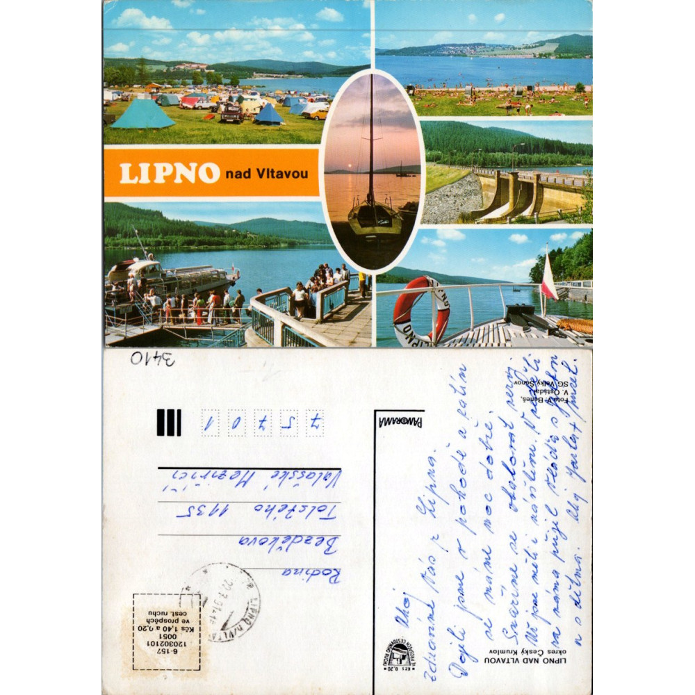 Cartão-postal , (*), República Socialista Checoslovaca, Lipno nad Vltavou