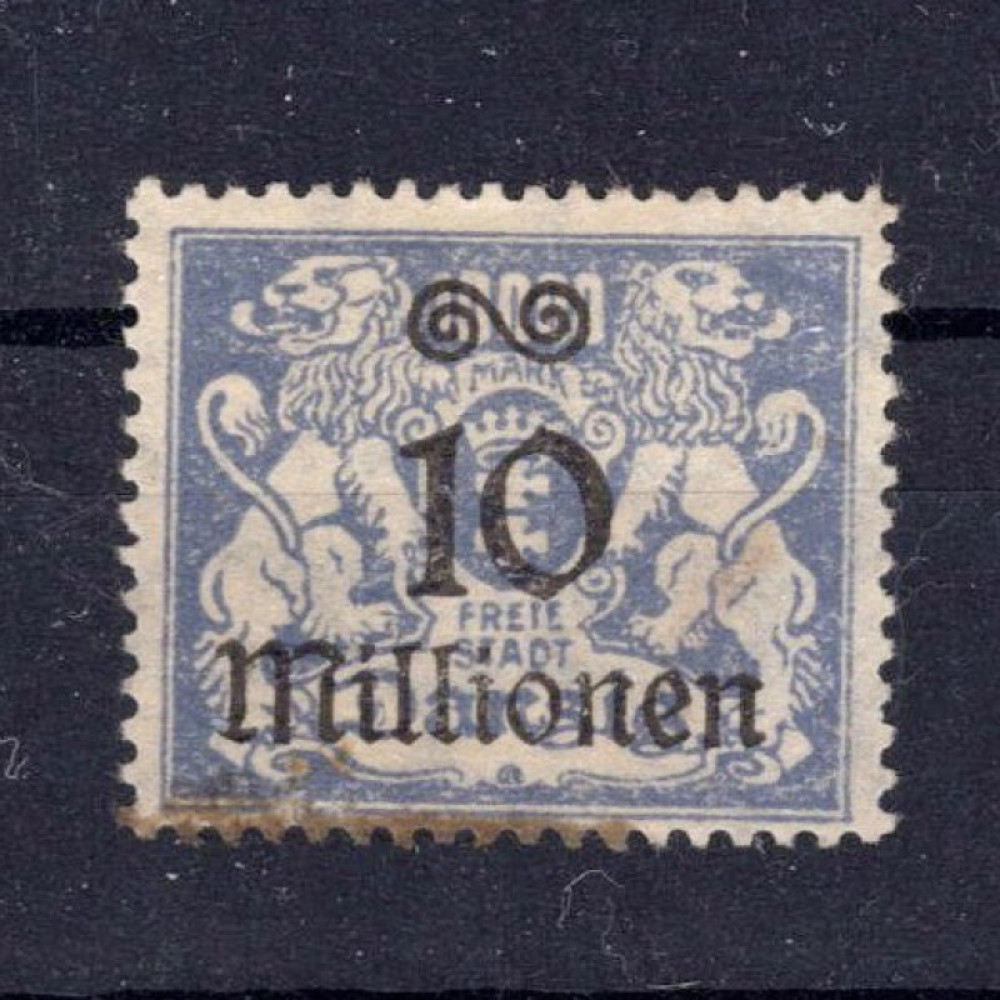 Briefmarke Frei Stadt Danzig, Mi.169 (SG 152)(*), 10 000 000 M