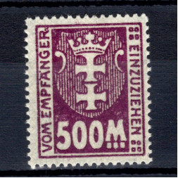 Sello Ciudad Libre de Dánzig, Mi.P25X (SG D122), MH, 500 German