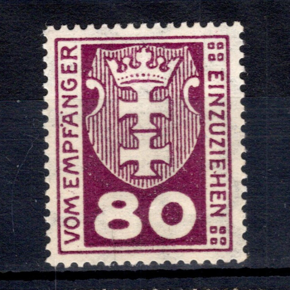 Známka Danzig, Mi.P22Y (SG D119a)*, 80 Pf Známka Danzig, Mi.P22Y (SG D119a)*, 80 Pf