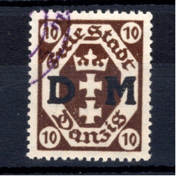 Sello Ciudad Libre de Dánzig, Mi.D2 (SG O95), 10 Pf