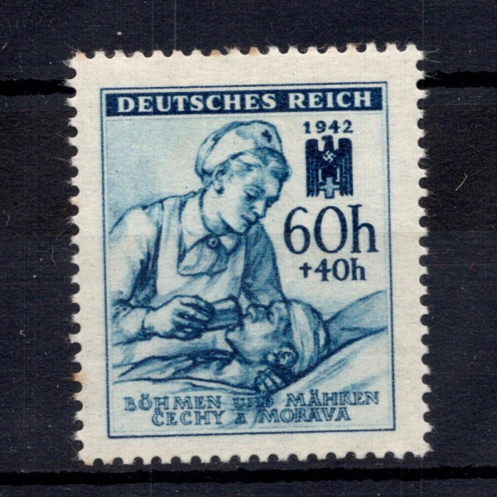 Známka Protektorát Č.a M., Pof.100*, 60 + 40H Známka Protektorát Č.a M., Pof.100*, 60 + 40H