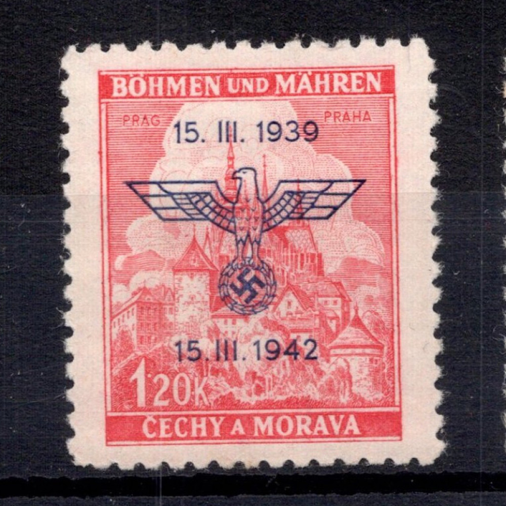 Známka Protektorát Č.a M., Pof.72*, 1,20K Známka Protektorát Č.a M., Pof.72*, 1,20K