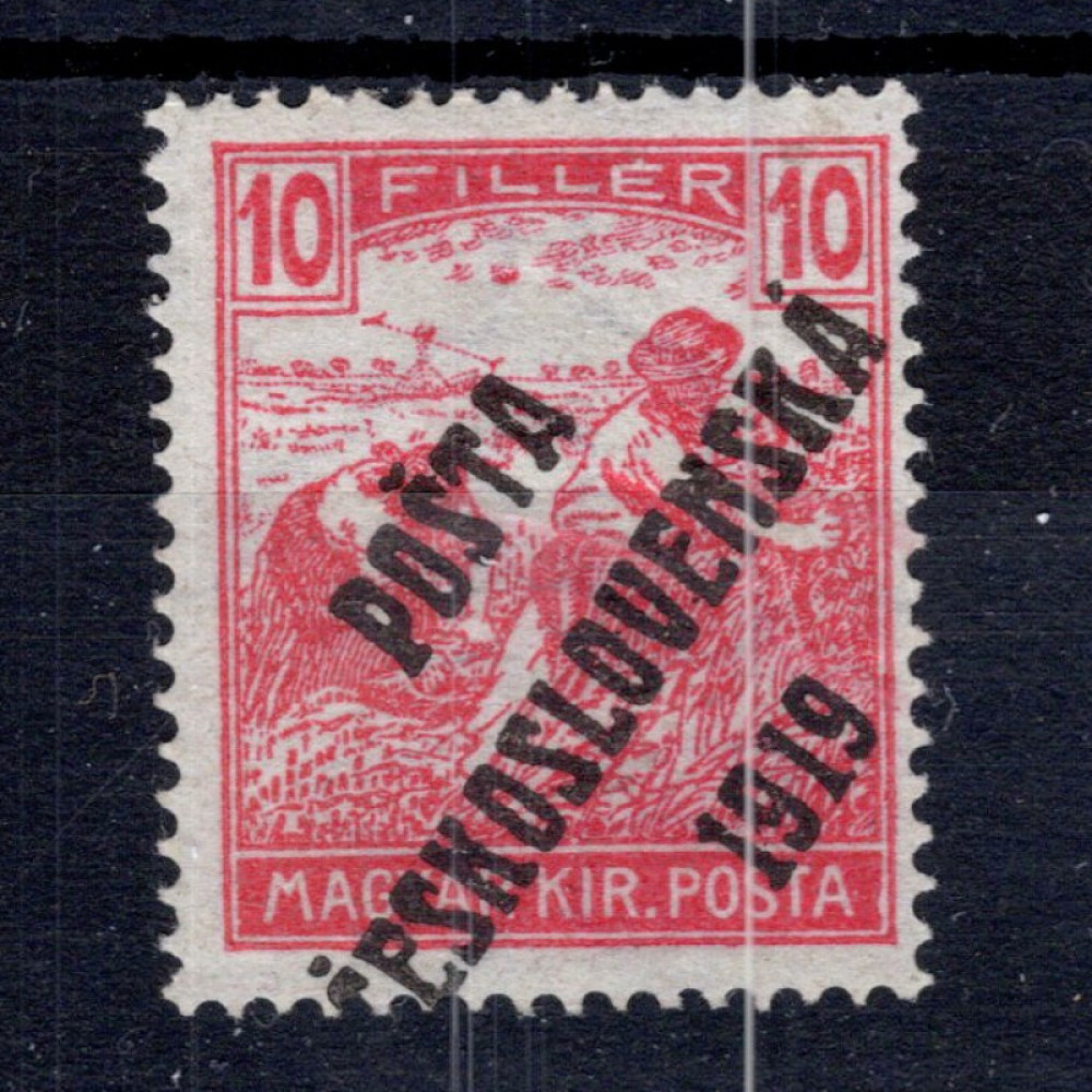 Známka ČSR, Pof.105*, IV. typ přetisku, 10f Známka ČSR, Pof.105*, IV. typ přetisku, 10f