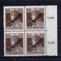 Čtyřblok Maďarsko, Mi.215 (SG 275)**, 20 fi