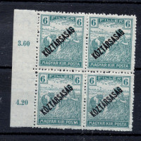 Čtyřblok Maďarsko, Mi.193 (SG 249)**, 6 fi