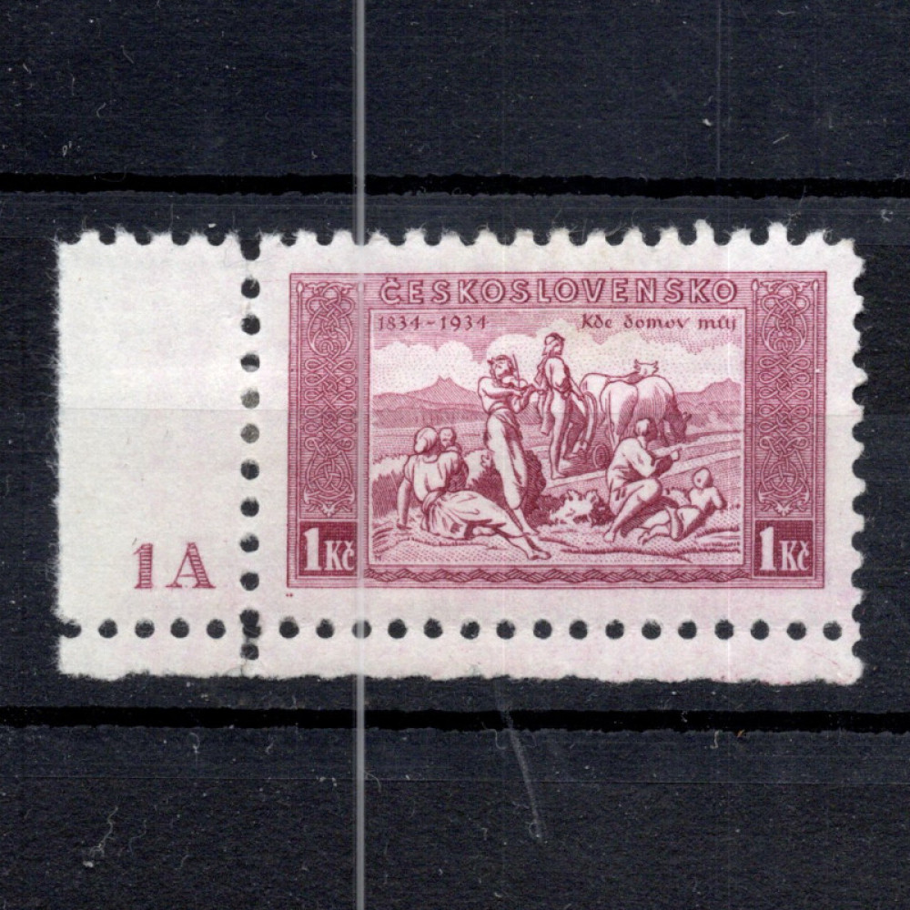 Selo com número de chapa Tchecoslováquia, Pof.281 (Mi. 330), MH, 1 Kč