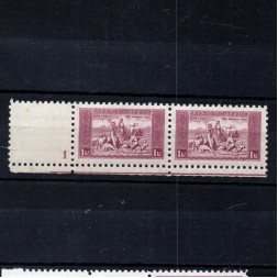 Sello con número de plancha Checoslovaquia, Pof.281 (Mi. 330), MH, 1 Kč