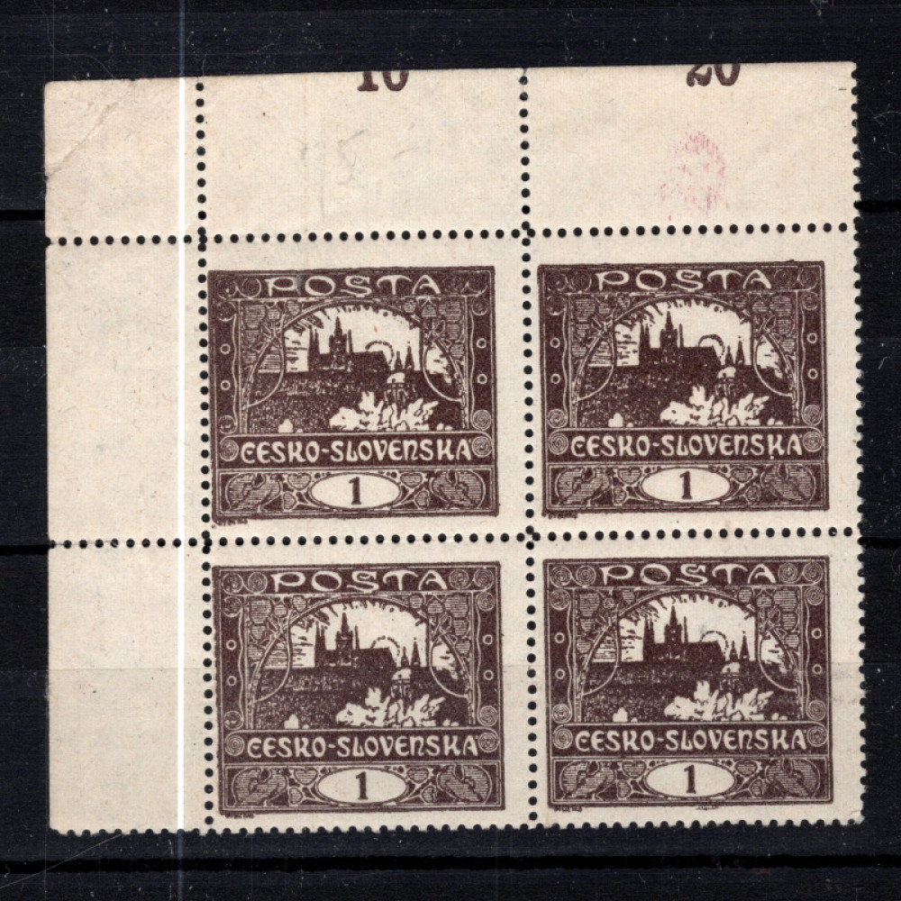 Viererblock Tschechoslowakie, Pof.1C (Mi. 18C)**, 1h