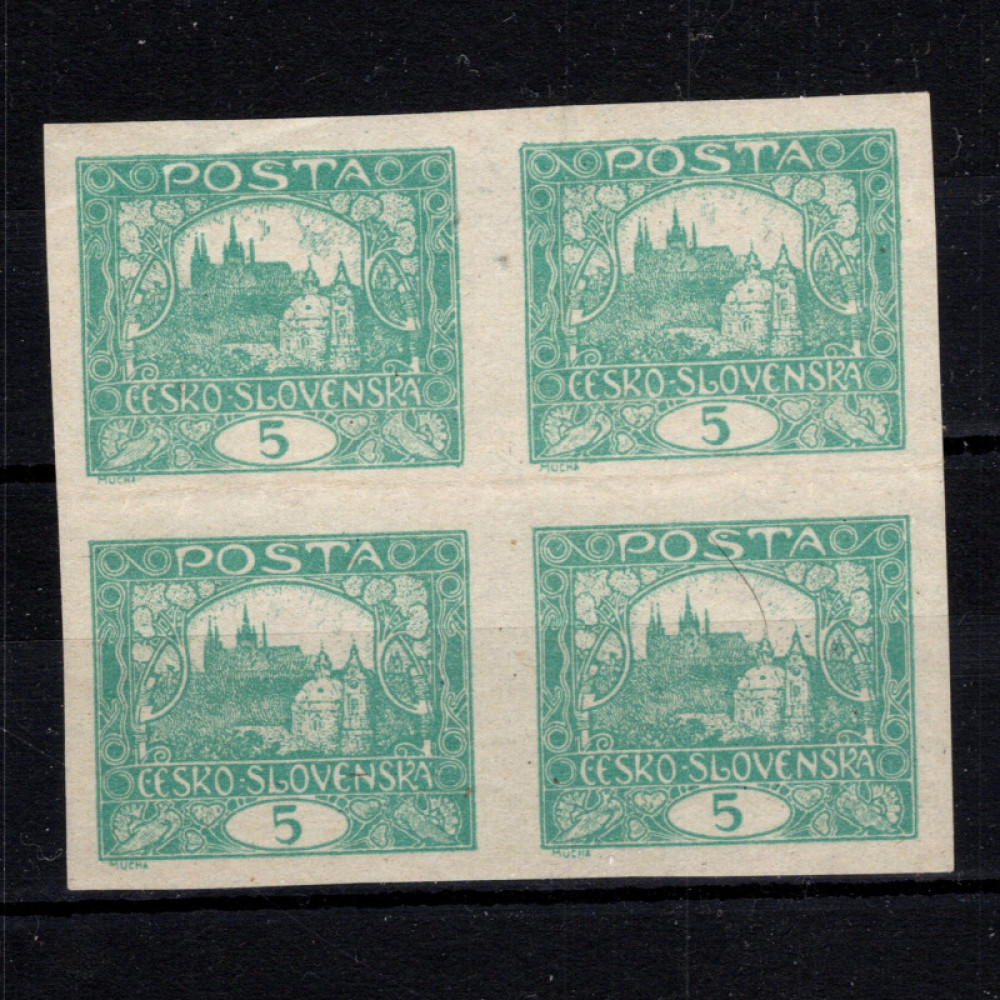 Bloque de cuatro Checoslovaquia, Pof.4 (Mi. 24), MNH, 5h