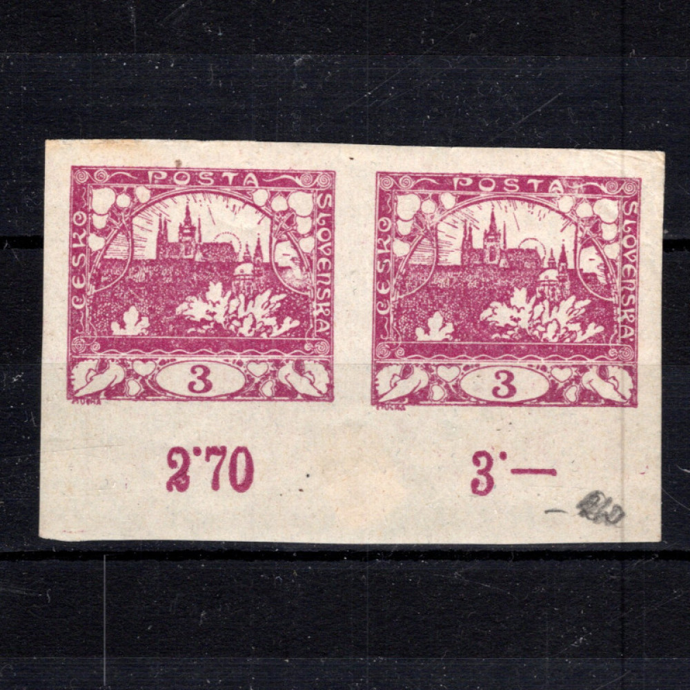 Pareja Checoslovaquia, Pof.2 (Mi. 1), MH, 3h