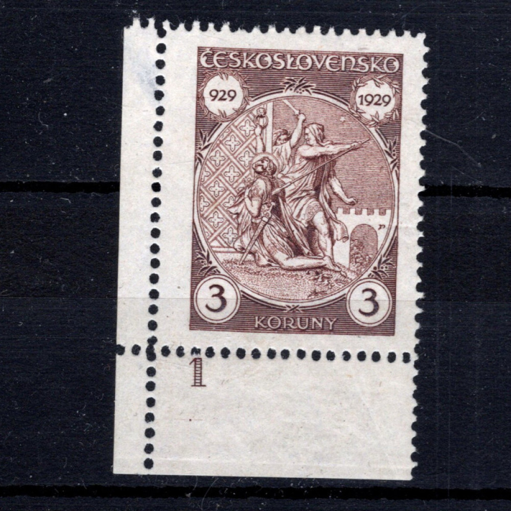 Selo com número de chapa Tchecoslováquia, Pof.246 (Mi. 286), MH, 3 Kč