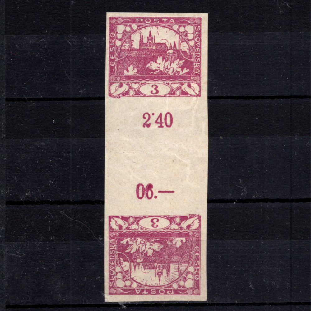Známka ČSR, Pof.2M**, 2x3h