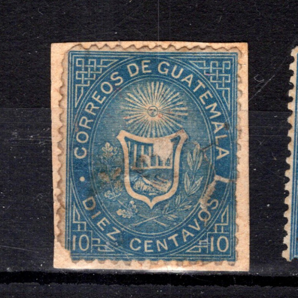 Recorte Guatemala, Mi.3II (Scott 3b), Usado #, 10 ¢