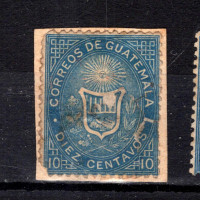 Výstřižek Guatemala, Mi.3II (Scott 3b)#, 10 ¢