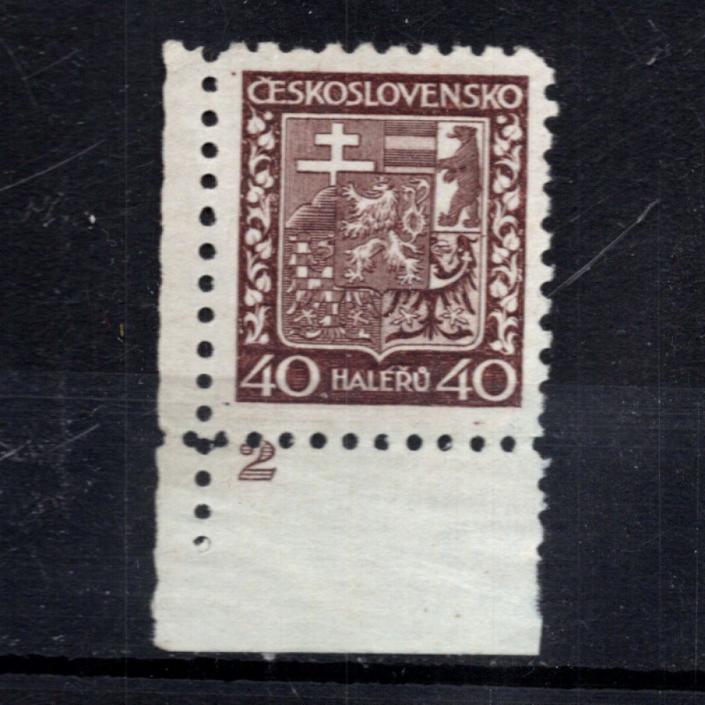 Stamps with plate numbers Czechoslovakia, Pof.253a (Mi. 282Ab), MH, 40h