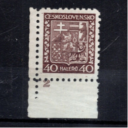 Stamps with plate numbers Czechoslovakia, Pof.253a (Mi. 282Ab), MH, 40h