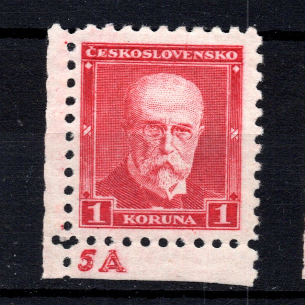 Selo com número de chapa Tchecoslováquia, Pof.260 (Mi. 297A), MH, 1 Kč