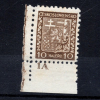 Stamps with plate numbers Czechoslovakia, Pof.249a (Pof. 249a), MH, 10h