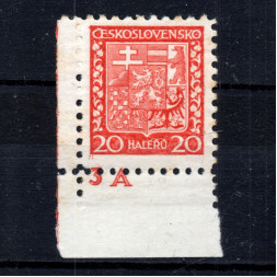 Stamps with plate numbers Czechoslovakia, Pof.250 (Mi. 279A), MH, 20h