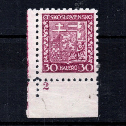 Sello con número de plancha Checoslovaquia, Pof.252 (Mi. 281), MH, 30h