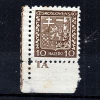 Selo com número de chapa Tchecoslováquia, Pof.249 (Mi. 278), MH, 10h