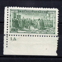 Sello con número de plancha Checoslovaquia, Pof.276 (Mi. 322), MH, 50h