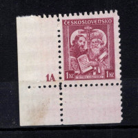 Sello con número de plancha Checoslovaquia, Pof.293 (Mi. 340), MNH, 1 Kč