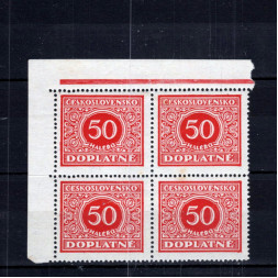 Viererblock Tschechoslowakie, Pof.DL60 (Mi. 60)*, 50h