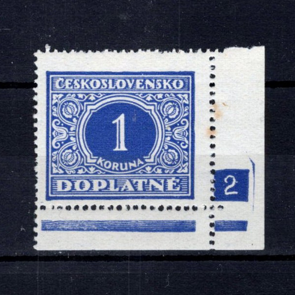 Selo com número de chapa Tchecoslováquia, Pof.DL62 (Mi. 62), MH, 1 Kč