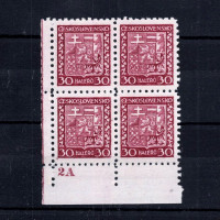 Bloque de cuatro de esquina Checoslovaquia, Pof.252 (Mi. 281), MNH, 30h