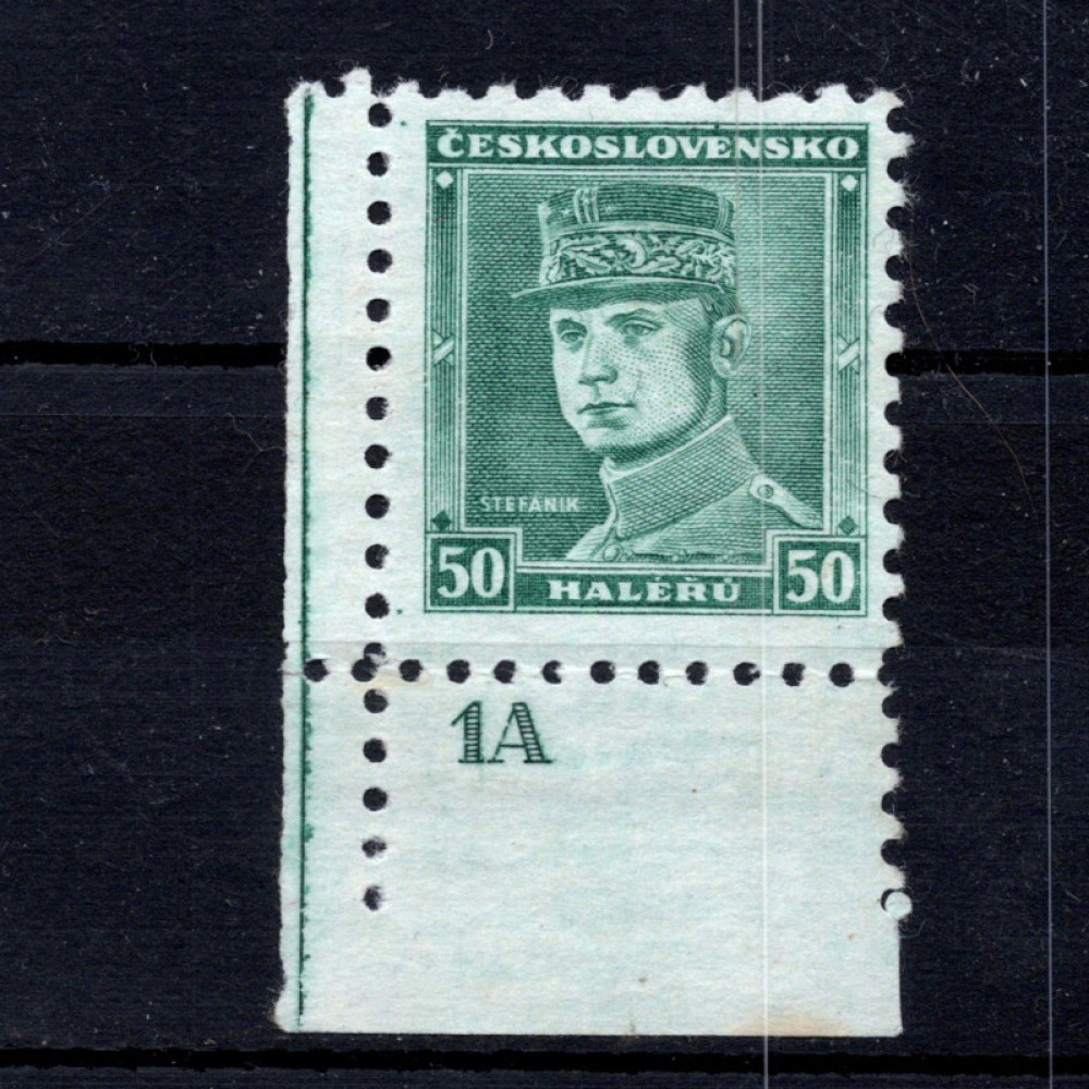 Sello con número de plancha Checoslovaquia, Pof.291 (Mi. 338), MH, 50h