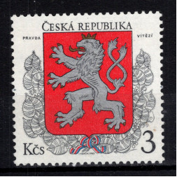 Stamp Czechia, Pof.1 (Mi. 1), MNH, 3 Kčs