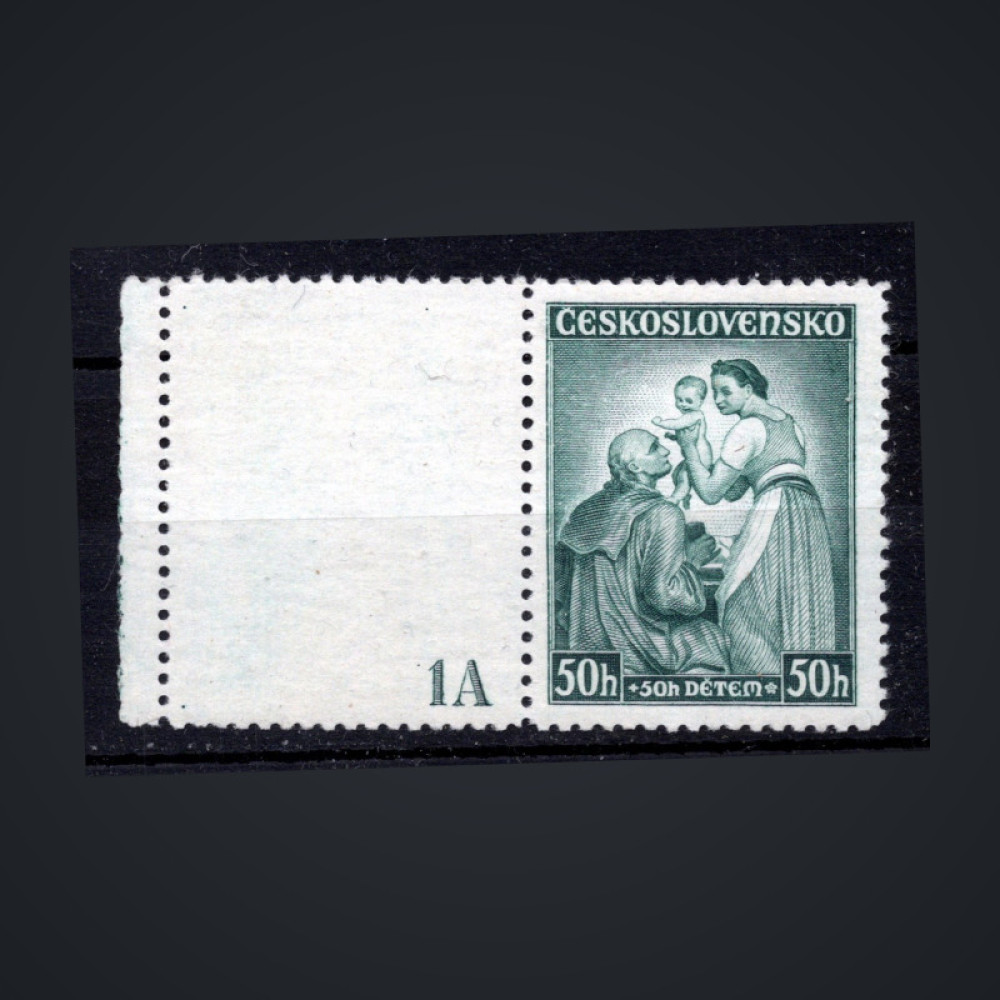 Sello con número de plancha Checoslovaquia, Pof.295 (Mi. 342), MNH, 50+50h