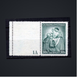 Sello con número de plancha Checoslovaquia, Pof.295 (Mi. 342), MNH, 50+50h