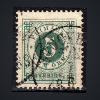 Sello Suecia, Mi.19B (SG 18c), Usado #, 5 Swedish