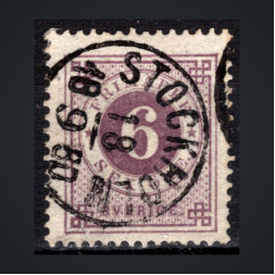 Sello Suecia, Mi.20Bb (SG 19ab), Usado #, 6 Ö
