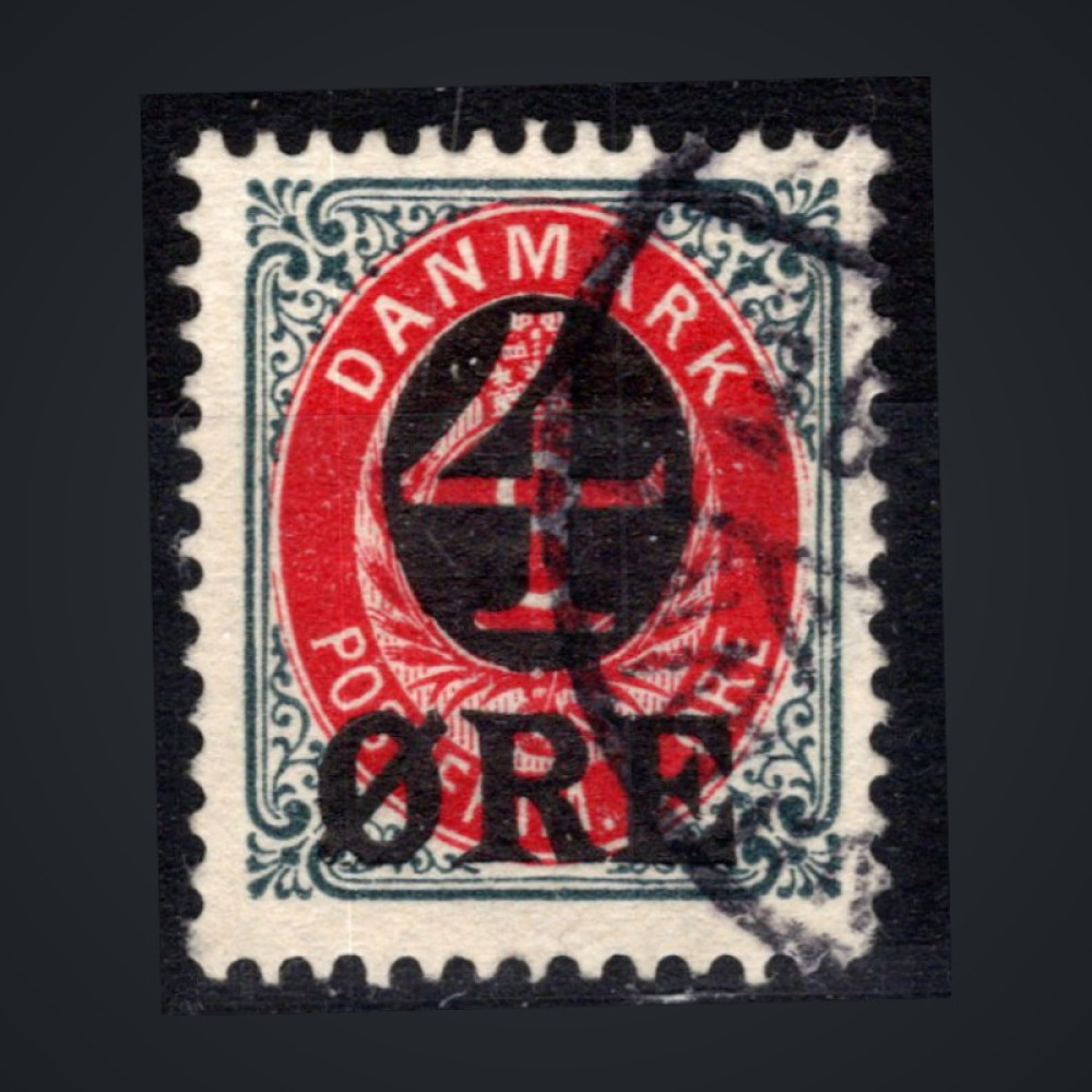 Briefmarke Dänemark, Mi.40Z (Scott 55)#, 4 øre