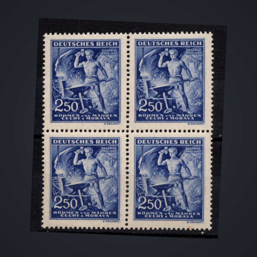 Block of four Bohemia and Moravia protectorate, Pof.110 (Mi. 130), MNH, 250H