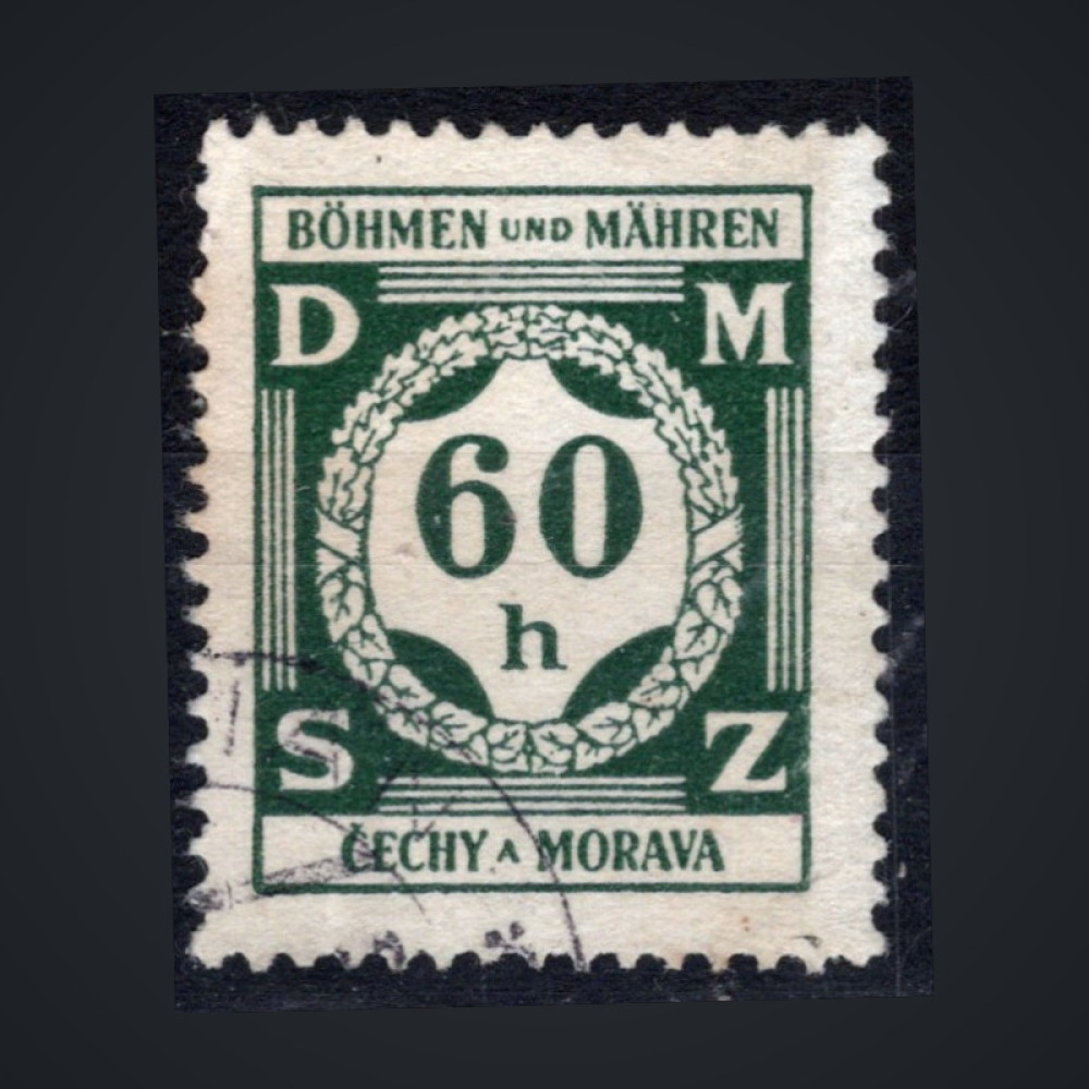 Stamp Bohemia and Moravia protectorate, Pof.SL4 (Mi. 4 Dienst.), Used #, 60H