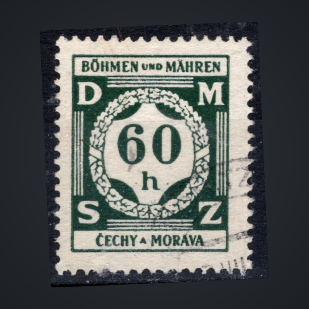 Stamp Bohemia and Moravia protectorate, Pof.SL4 (Mi. 4 Dienst.), Used #, 60H