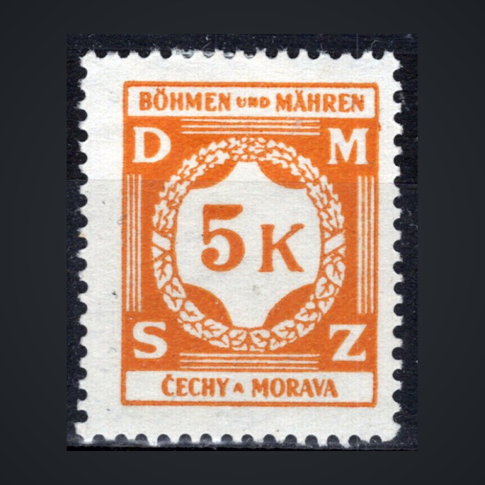 Selo Protetorado da Boêmia e Morávia, Pof.SL12 (Mi. 12 Dienst.), MH, 5K