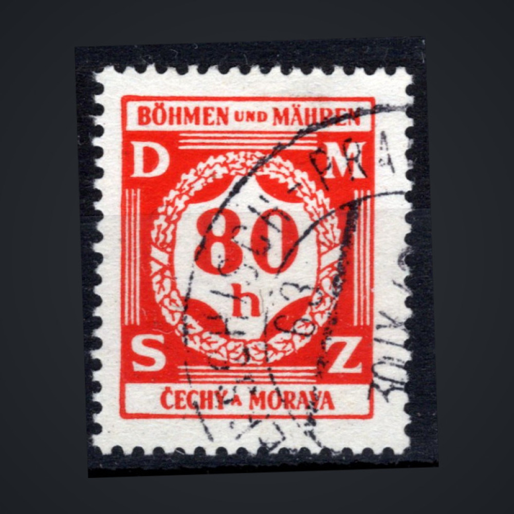 Stamp Bohemia and Moravia protectorate, Pof.SL5 (Mi. 5 Dienst.), Used #, 80H