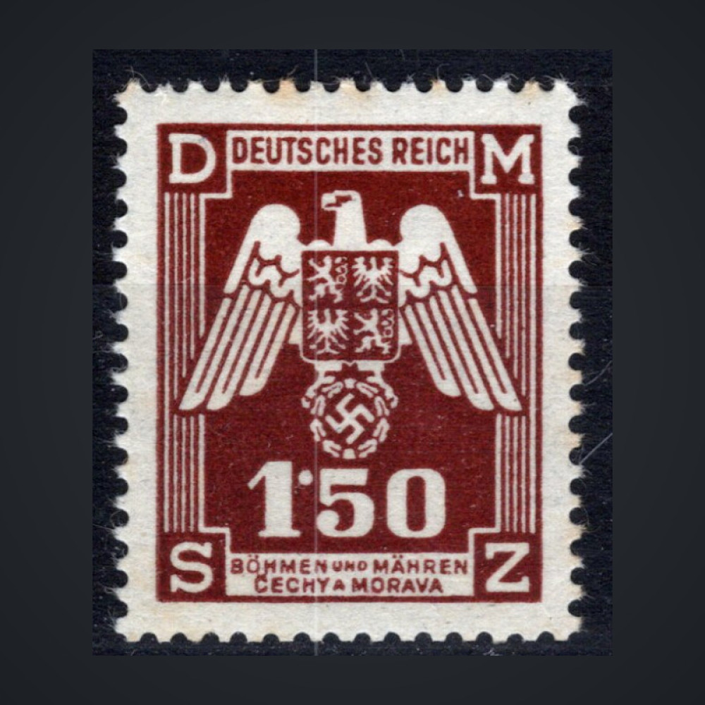 Briefmarke Böhmen und Mähren Protektorat, Pof.SL20 (Mi. 20 Dienst.)*, 1.50K