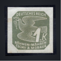 Briefmarke Böhmen und Mähren Protektorat, Pof.NV9 (Mi. 50)*, 1K